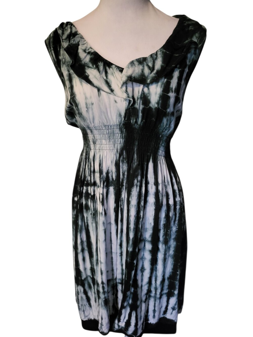 Live And Let Live  Tie-Dye Sleeveless Women's Dress Black/White sz S